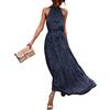 seiveini Vestito Floreale Donna Lungo Estate Senza Maniche Elegante Vestiti Lungo Boho Abito da Festa Vita Alta Chic Maxi Abiti da Spiaggia Sexy Vintage B Blu Scuro M