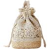 FAIRYSAN Borsa a tracolla da donna in tessuto all'uncinetto con cinghie in pelle borse a tracolla con coulisse estate vacanza spiaggia tote borsa beige, Beige, Zaini
