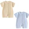 ACMEDE Neonato Pagliaccetto Tutina di Cotone, Pacco da 2 Bodysuits a Manica Corta Body Estivo Colore Puro Tuta Pigiama Neonati Pagliaccetti Body a Scatto Bimbo 0-2 Anni