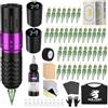 Solong Tattoo Set di 2 batterie 7 strokes, Rotary Wireless Tattoo Pen Gun con LCD digitale, 40 aghi per cartuccia, 30 ml, inchiostro nero per principianti e artisti, SL-TK0001EU-4