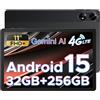 DOOGEE Tab G6+ Tablet 11 Pollici, 32GB+256GB/2TB Tablet Android 15, 4G LTE + 5G WiFi, 1920x1200 FHD+ IPS, Unisoc T7280 Octa Core Tablets Gaming, 8000mAh/Widevine L1/Face ID/GPS/BT5.0/OTG - Nero