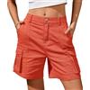 BUNSLOOM Pantaloncini Bermuda da donna, pantaloncini cargo, pantaloncini cargo con ginocchia, 6 tasche, elastico in vita, pantaloncini lunghi estivi, verde chiaro, S