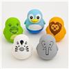 TensCare Zoo-Friends - Set di giocattoli da bagno con 5 animali - pinguino, leone, elefante, zebra, coccodrillo, termometro da bagno, LCD con LED rosso di avvertimento, senza BPA, silicone, batteria