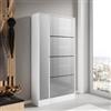 DEGHI Scarpiera 80x151h cm in legno bianco con 5 ante a specchio - Brais