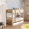 DEGHI Letto a castello per bambini 90x190 cm in legno naturale con 2 cassettoni bianco - Lollipop