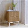 DEGHI Comodino 40x52h cm rovere chiaro cannettato con 2 cassetti e piedi in metallo bianco - Acosta