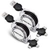 ASICEN Multi Cavo di Ricarica, [3A 1M] Retrattile 3 in 1 Cavo USB, Multiplo Cavetto Cavo di Ricarica USB con Lightning/Tipo C/Micro USB per iPhone,Samsung Galaxy,Pixel,PS,LG,Tablet (black)