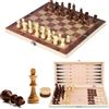 NINGESHOP 3 in 1 Scacchiera in Legno, Dama Gioco da Tavola, Scacchi Portatili, Backgammon e Dama, Set Scacchi Professionale Portatile Pieghevole Gioco, Per Bambini e Adulti Famiglia Viaggio