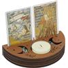 FINGERINSPIRE Porta Carte dei Taroc in Legno Semicircolare Color Cammello Porta Carte dei Taroc con Design e Fasi Lunari Espositore per Carte dei Taroc a Stregoneria per Esporre Le tue Carte