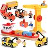 Vanplay Giochi Bambini 3 Anni Gru Giocattolo per Bambini Set di Costruzioni Giocattolo con Gru a Torre Ribaltabile, Regalo Bimbo 3 4 5 Anni Maschio