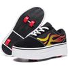 ANEFUN Scarpe con Ruote per Ragazzi Ragazzi, Rimovibile 4 Ruote Pattini Scarpe Bambini, Nero , 37