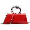 UShopUK Elegante borsa a mano in pelle verniciata con manico superiore a tracolla per matrimonio o sera, Nude, medium
