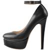 blingqueen Mary Jane Pumps - Tacchi a spillo da donna con tacco alto e plateau, con fibbia, Poliuretano nero., 38 EU