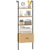 COSTWAY Libreria a Scala a 5 Ripiani con Armadio in Rattan, Scaffale da Parete con Struttura in Metallo, Organizzatore di Stoccaggio per Soggiorno Studio Ufficio, 60x31,5x184 cm