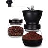 VIA CREMA Macina Caffè Manuale Macinacaffè Chicchi in Vetro, Coperchio Silicone, Lame in Ceramica Regolabili Pratico Macinino Macina Caffè a Mano