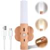 GOMETY LED Applique: Ricaricabile in Legno Illuminazione Interna, Senza Fili con Sensore di Movimento, per Camera da Letto, Corridoio e Scale (3000K Bianca Calda)