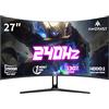 Amzfast Curved Gaming Monitor 27 Zoll - 240Hz, 1ms, AMD FreeSync, HDR10, DCI-P3 95%, Anti-Flicker/Glare, Low Blue Light, 1500R, VESA Mount, HDMI 2.0/DisplayPort, mit DP-Kabel, AMZG27C1