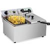 Royal Catering Friggitrice Professionale Friggitrice Elettrica Doppia RCEF 08DB (2 x 3.200 W, 2 x 8 L, Intervallo di temperatura: 50-200 °C, Zona fredda, Con coperchio)