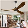 Uaikiea Ventilatori Da Soffitto Da 132 Cm Senza Luce Con Telecomando, Ventilatore Da Soffitto Per Esterni In Legno A 3 Pale Per Patio, Gazebo, Fattoria, Ventilatore Da Soffitto Dc Silenzioso, 3 Aste