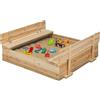 IDMarket - Sabbia Funny in legno richiudibile con 2 panche e teloni di protezione