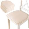 Generic Cuscini per sedie da pranzo con laccetti, in ecopelle, cuscini per sedie da cucina e sala da pranzo, 43 x 40 cm (4 confezioni), beige
