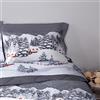 Happidea - Lenzuola Completo Letto, Calda Flanella 100% Cotone, Paesaggio Neve,Piazza e Mezza, Invernale, Morbido, Felpato, Made in Italy,Lenzuolo Sopra, Sotto, Federe