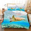 ZZZXX Copripiumino Con Stampa 3D Tartaruga Animale Di Mare Blu Con 2 X Federe 50X75, Sacco Copripiumino Parure Matrimoniali Una Piazza E Mezza Set Di Biancheria Da Letto,200X200
