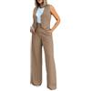 Kobilee Tailleur Donna Eleganti Cerimonia Pantalone Giacche Due Pezzi Ufficio e Lavoro Completo Donna Casual Estivi Blazer Gilet Senza Maniche Tuta Elastici in Vita Set di Abiti in Tinta Unita
