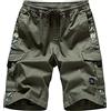 Générique Pantaloncini cargo classici da uomo per lavoro all'aperto pantaloni casual pantaloncini cargo montagna baggy pantaloncini uomo cargo lavoro abbigliamento da ragazzo per l'estate, Verde militare, 4XL