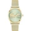 Lacoste Orologio con Movimento al Quarzo a Tre Lancette da Donna Collezione CROCODELLE con Cinturino in Maglia Metallica in Acciaio Inossidabile di Colore Dorato, 2001417, Green