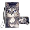 HopMore Cover per Samsung Galaxy S24 Ultra Custodia a Portafoglio in PU Pelle con Porta Carte Magnetica Supporto Protezione Flip Case Disegni Custodia a Libro per Samsung S24 Ultra, Gatto Grigio