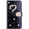 BLOTECH Luccichio Portafoglio per Xiaomi Mi 10T/Mi 10T Pro Glitter Custodia Libro Pelle con 3D Little love Wallet Flip Cover Case Nero PU Brillantini Strass Cristallo Lady Girl Elegante Trendy Phone Case