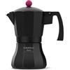 Taurus Black Moments 9 - Moka, 9 Tazze, Base e Filtro in Acciaio Inox, Impugnatura Ergonomica, Valvola di Sicurezza, Chiusura in Silicone per Una Maggiore Sicurezza, per Tutti i Fuochi, Nero