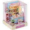 Casa delle bambole in miniatura in legno fai-da-te con luci con accessori