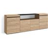 Skraut Home | Cassettiera | Mobile Armadio con cassetti | 214x75x35 cm | Camera da letto, stanza | Con Stoccaggio | Stile moderno | Rovere