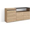 Skraut Home | Cassettiera | Mobile Armadio con cassetti | 157x75x35 cm | Camera da letto, stanza | Con Stoccaggio | Stile moderno | Rovere