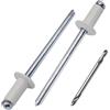 SKIR'CO (100 pezzi) Rivetti ciechi verniciati 4,0 x 8 mm, in alluminio, punta per trapano inclusa (grigio bianco RAL 9002)