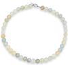 Bling Jewelry Gioielli Occidentali Semplici E Semplici Molto Leggero Aqua Multi Shades Aquamarine Round 10Mm Bead Strand Collana A Clavicola per Donne Chiusura in Argento Placcato 17 Pollici