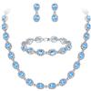 EVER FAITH Parure Gioielli Donna Zircone Matrimonio Nuziale Ovale Goccia Collana Orecchini Braccialetto Set Blu Chiaro Argento-Fondo