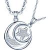 MICSAVI Gioielli Luna e Stella Collana in Argento 925 per Uomo Donna Amore Coppia Fidanzati Pendente Collana Coppia con Ciondolo Amicizia Collane Valentine's Day
