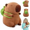 UHOONE Peluche Capybara Bambola, 23cm Giocattolo Peluche Capibara, Peluche di Capibara con Zaino Tartaruga, Simpatico Capybara Plush, Compleanno Regalo Bambini Ragazze Ragazzi