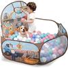 ZimiTeda Vasca Palline per Bambini con Gattini e Cagnolini - con Canestro da Basket, Pieghevole, per Interni/Esterni - 120 cm (Palline Non Incluse) (Excavator)