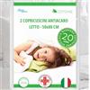 Allergosystem 2pz Copricuscino Antiacaro - Federa Cuscino Letto Cotone 50x80cm - Dispositivo Medico Antiacaro e Anallergico MADE IN ITALY - Linea Cotone
