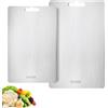 Qurxuanwe 2 Pcs Tagliere Acciaio Inossidabile 316 Alimentare, Taglieri Metallo Titanio Doppia Lato Multifunzione, Utensili Cucina Lavabile per Carne, Formaggio, Verdure, Frutta (30 x 46cm / 23 x 34cm)