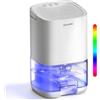Nicoone Deumidificatore d Air 1000 ml, Deumidificatore portatile, silenzioso con luce LED 7 colori, spegnimento automatico per bagno, camera da letto