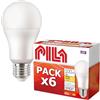 PILA Pack da 6 lampadine LED E27 13W (= 100W), luce bianca calda (2700K), flusso elevato, 1521 lumen, non dimmerabile, CRI80, durata 15.000 ore