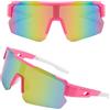TECHO Polarizzati Occhiali Da Ciclismo, Occhiali Ciclismo Uomo e Donna, Sport Occhiali Da Sole Anti-UV, per MTB, Running, Bici e Attività Outdoor, Unisex Adulti, Rosa