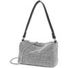 Miss Lulu Pochette Donna Argento Strass Clutch Cerimonia Borsetta da Sera Elegante Borsa per Matrimonio Party Sposa Due Cinghie Spalline Singole