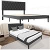 Suusolny Letto imbottito con testiera in pelle e rete a doghe, letto singolo, montaggio semplice, con strumenti di installazione, telaio fino a 300 kg, nero, 140 x 200 cm