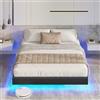 DICTAC letto 140x200 cm, Letto imbottito con illuminazione LED, Letto Matrimoniale con gambe nascoste, letto piattaforma in con rete a doghe in legno, solido, montaggio facile